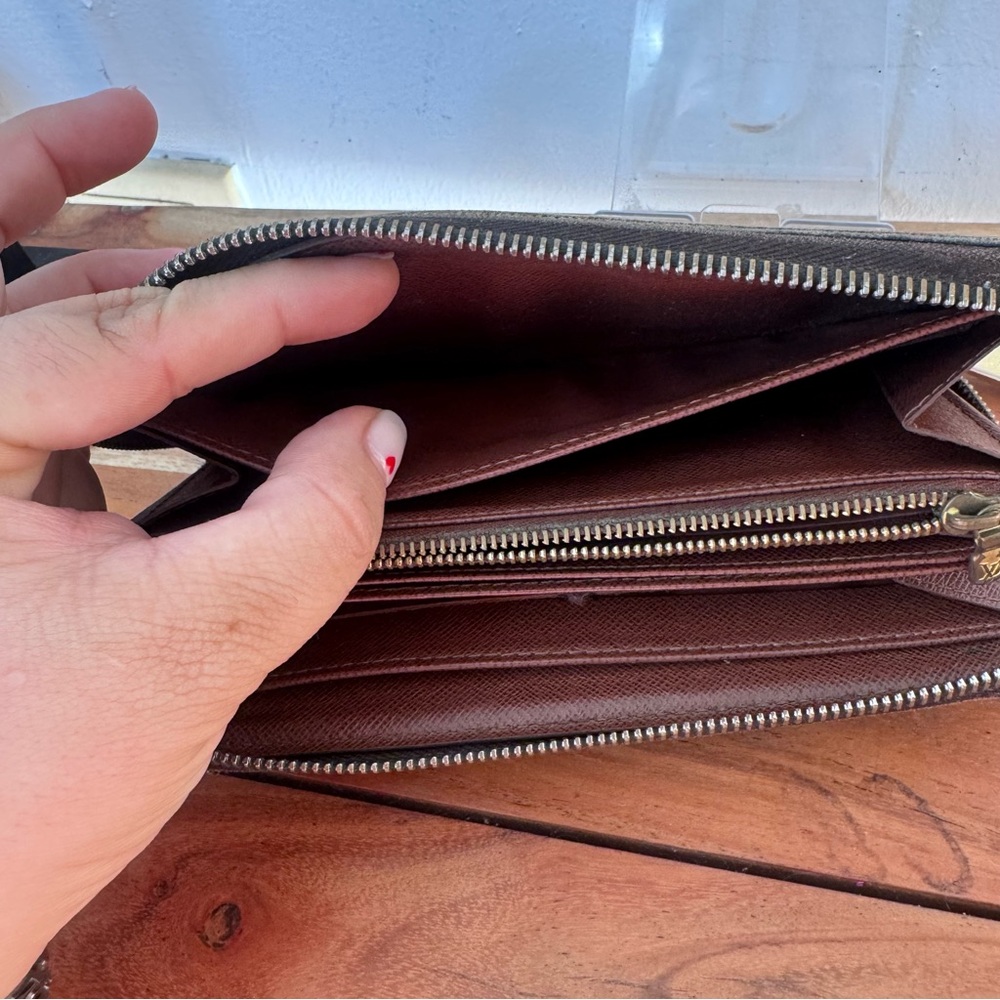 Louis Vuitton Brown and Gold Zipper Wallet - Picture 11 of 13